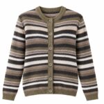 Striped Button-Up Knit Cardigan
