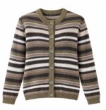 Striped Button-Up Knit Cardigan