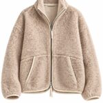 Beige Faux Shearling Zip Jacket