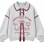 Gray Dog Print Pullover Sweatshirt