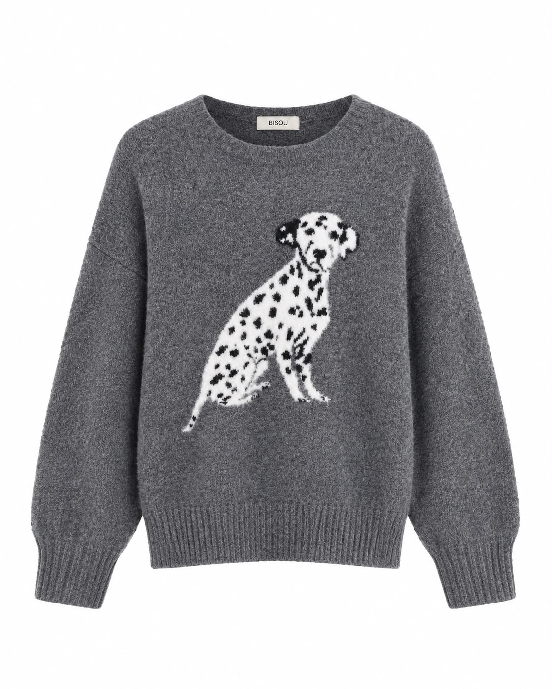 8c9cc865-51a5-4f54-b824-eed1a96c5621 Bisou Grey Dalmatian Dog Sweater - Image 1
