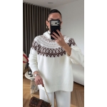 White and Brown Fair Isle Sweater - Image 3