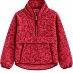 Red Leopard Print Fleece Pullover Jacket
