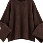 Brown Ribbed Knit Oversized Sweater