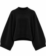 Black Oversized Ribbed Knit Sweater
