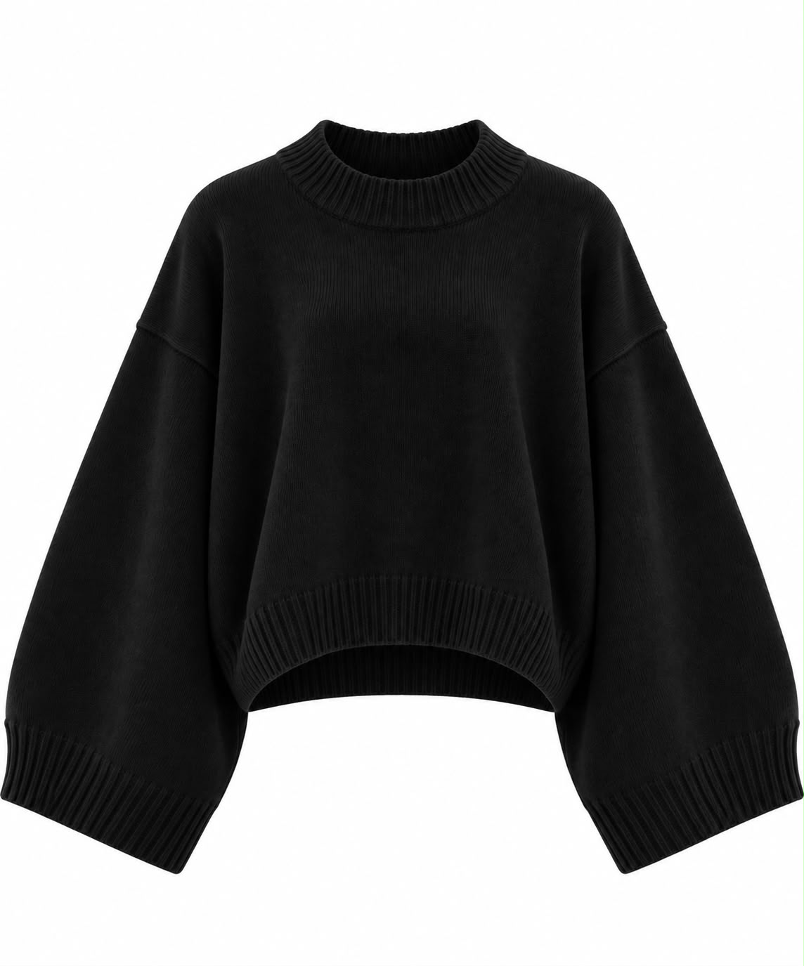 9c042f80-b7f0-4195-b2d8-ebff6b69cb48 Black Oversized Ribbed Knit Sweater - Image 1