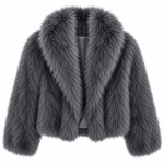 Gray Faux Fur Short Coat