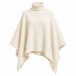 Cream Turtleneck Knit Poncho