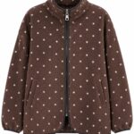 Brown Polka Dot Fleece Zip Jacket