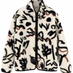 Abstract Print Sherpa Fleece Zip Jacket