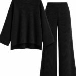 Black Ribbed Knit Top and Pants Set