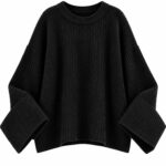 Black Ribbed Knit Oversized Sweater