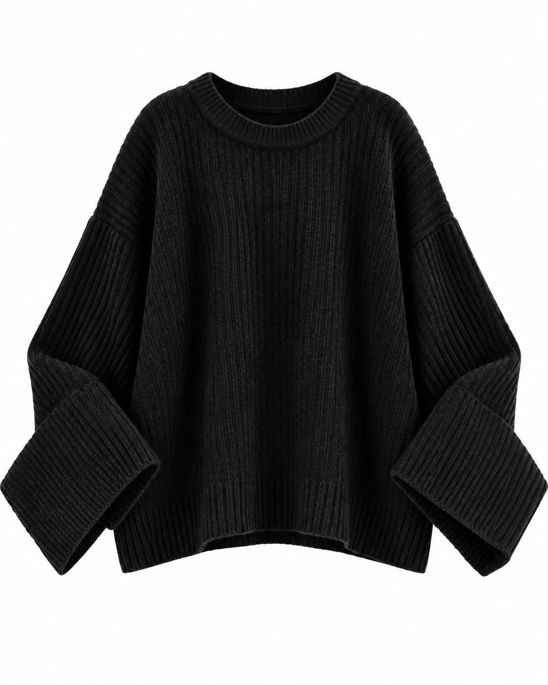 c5abcf64-a132-496d-9a80-e2dc6b6aa743 Black Ribbed Knit Oversized Sweater - Image 1