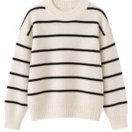 White and Black Striped Knit Sweater
