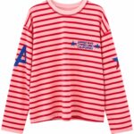 Red and Pink Striped Long Sleeve Shirt