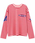 Red and Pink Striped Long Sleeve Shirt